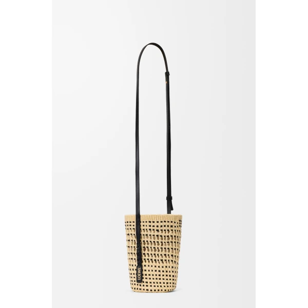 Loewe Braid pocket in iraca palm and calfskin, Natural/Black | Clutch Bags | Coveti