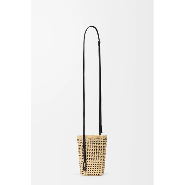 Loewe Braid pocket in iraca palm and calfskin, Natural/Black | Clutch Bags | Coveti
