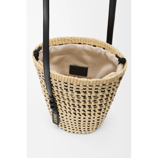 Loewe Braid pocket in iraca palm and calfskin, Natural/Black | Clutch Bags | Coveti