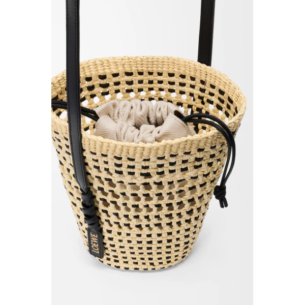 Loewe Braid pocket in iraca palm and calfskin, Natural/Black | Clutch Bags | Coveti