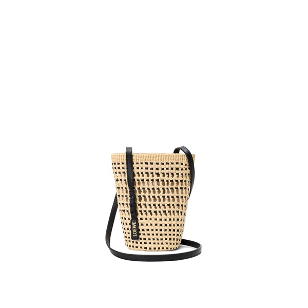 Loewe Braid pocket in iraca palm and calfskin, Natural/Black | Clutch Bags | Coveti