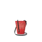 Loewe Braid pocket in iraca palm and calfskin, Red/Natural | Clutch Bags | Coveti