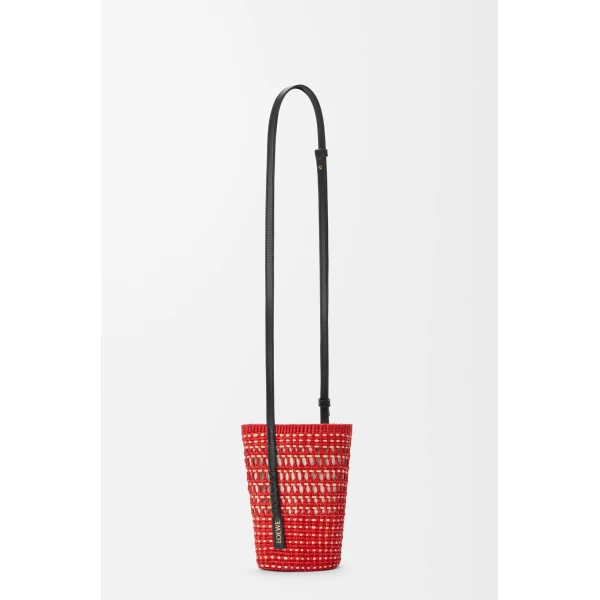 Loewe Braid pocket in iraca palm and calfskin, Red/Natural | Clutch Bags | Coveti