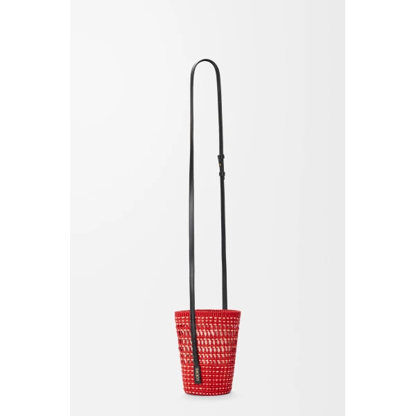 Loewe Braid pocket in iraca palm and calfskin, Red/Natural | Clutch Bags | Coveti