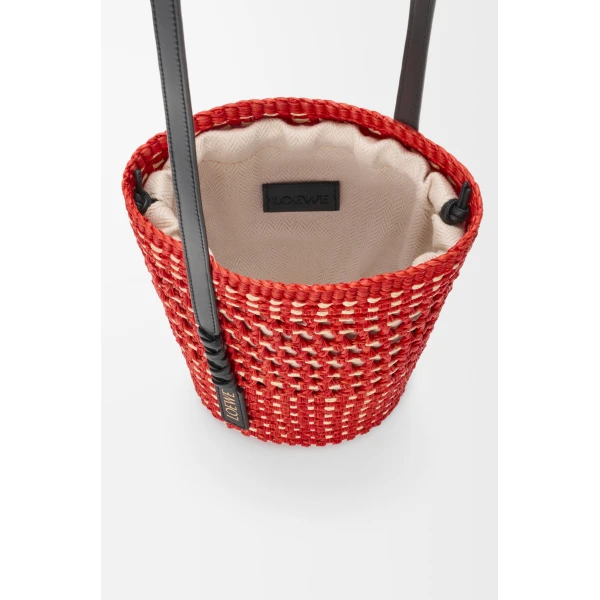 Loewe Braid pocket in iraca palm and calfskin, Red/Natural | Clutch Bags | Coveti
