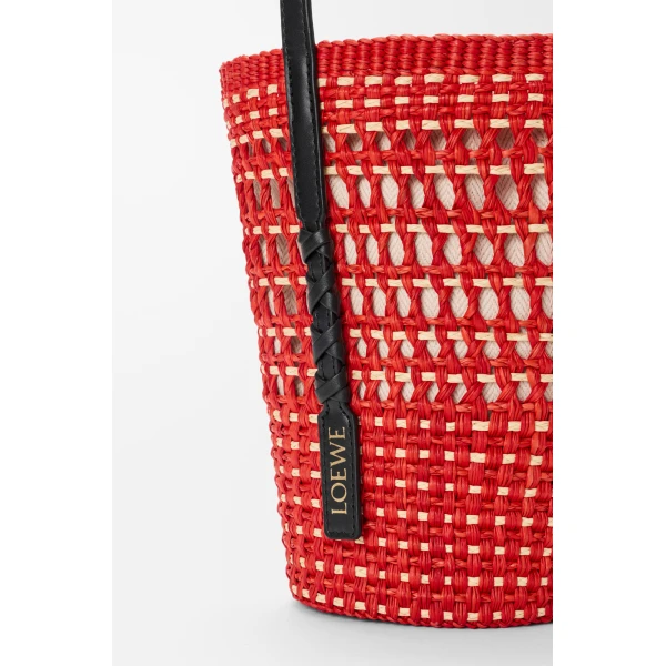 Loewe Braid pocket in iraca palm and calfskin, Red/Natural | Clutch Bags | Coveti