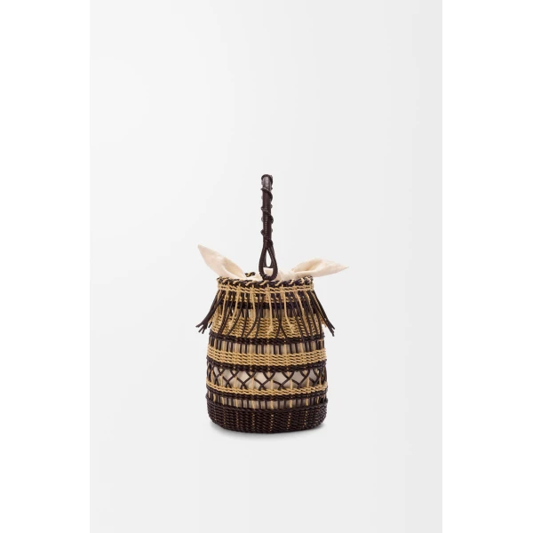 Loewe Bucket in cord and leather, Dark Brown/Multicolor | Bucket Bags | Coveti