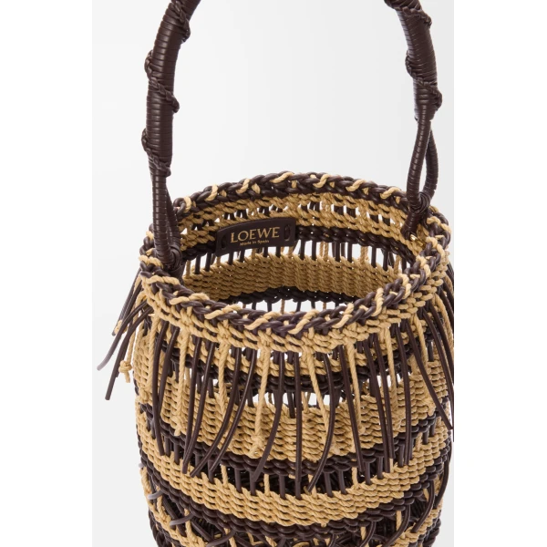 Loewe Bucket in cord and leather, Dark Brown/Multicolor | Bucket Bags | Coveti