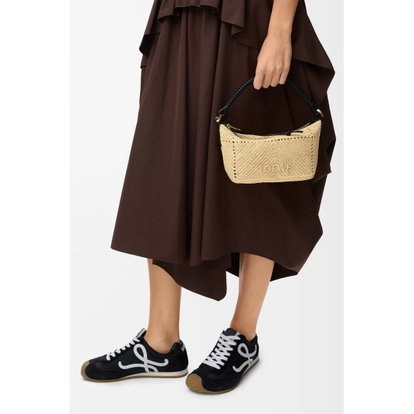 Loewe Cala mini bag in classic calfskin and raffia, Natural/Black | Totes & Top-Handle Bags | Coveti
