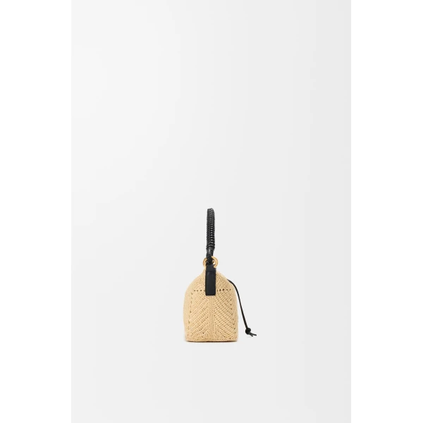 Loewe Cala mini bag in classic calfskin and raffia, Natural/Black | Totes & Top-Handle Bags | Coveti