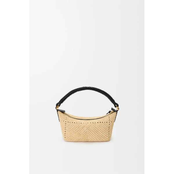 Loewe Cala mini bag in classic calfskin and raffia, Natural/Black | Totes & Top-Handle Bags | Coveti