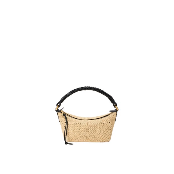 Loewe Cala mini bag in classic calfskin and raffia, Natural/Black | Totes & Top-Handle Bags | Coveti