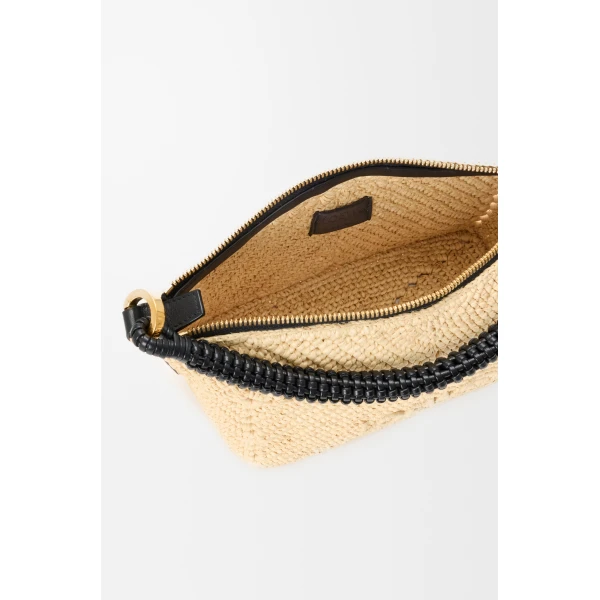 Loewe Cala mini bag in classic calfskin and raffia, Natural/Black | Totes & Top-Handle Bags | Coveti