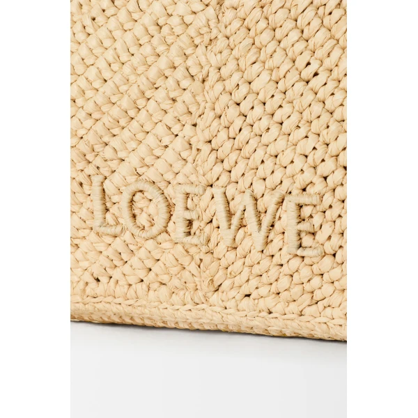 Loewe Cala mini bag in classic calfskin and raffia, Natural/Black | Totes & Top-Handle Bags | Coveti