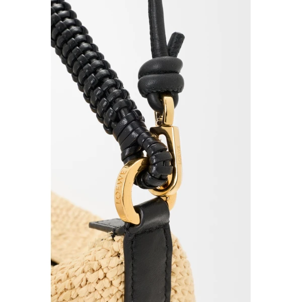 Loewe Cala mini bag in classic calfskin and raffia, Natural/Black | Totes & Top-Handle Bags | Coveti