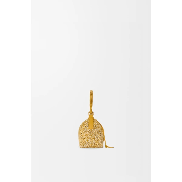 Loewe Cala mini bag in melange raffia, Mustard | Totes & Top-Handle Bags | Coveti