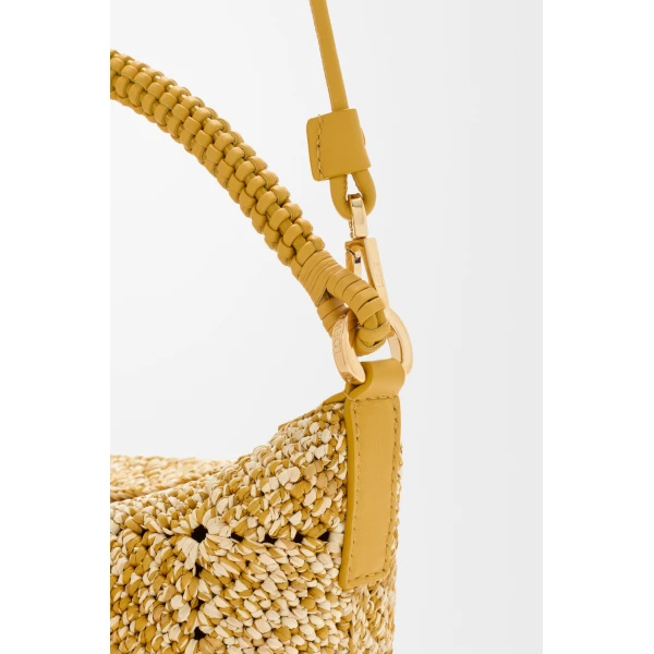Loewe Cala mini bag in melange raffia, Mustard | Totes & Top-Handle Bags | Coveti