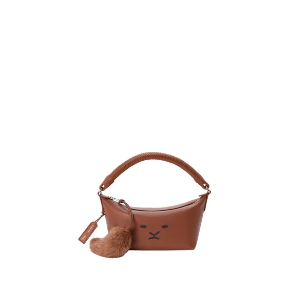 Cala mini bag in mellow nappa lambskin, Pecan
