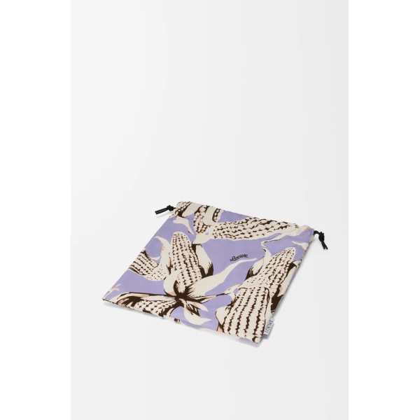 Loewe Corn small drawstring pouch in canvas, White/Lilac | Clutch Bags | Coveti