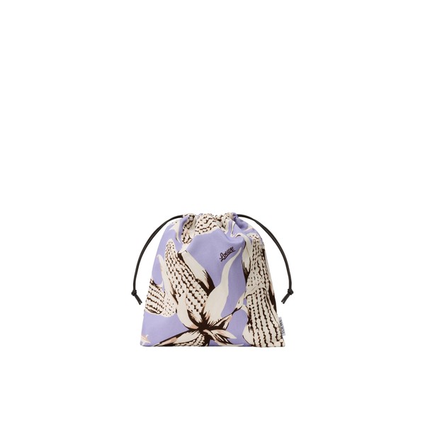 Loewe Corn small drawstring pouch in canvas, White/Lilac | Clutch Bags | Coveti