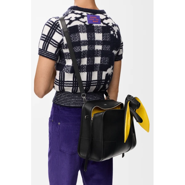 Loewe Large Amazona 180 Lazy Dog bag in buffalino leather, Black/Yellow | Totes & Top-Handle Bags | Coveti