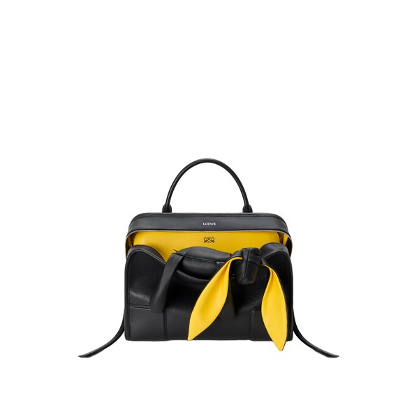 Loewe Large Amazona 180 Lazy Dog bag in buffalino leather, Black/Yellow | Totes & Top-Handle Bags | Coveti