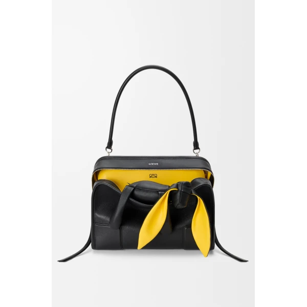 Loewe Large Amazona 180 Lazy Dog bag in buffalino leather, Black/Yellow | Totes & Top-Handle Bags | Coveti