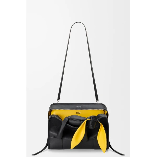 Loewe Large Amazona 180 Lazy Dog bag in buffalino leather, Black/Yellow | Totes & Top-Handle Bags | Coveti