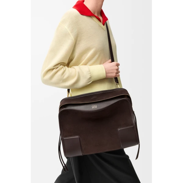 Loewe Large Amazona 180 bag in suede, Dark Chestnut | Totes & Top-Handle Bags | Coveti