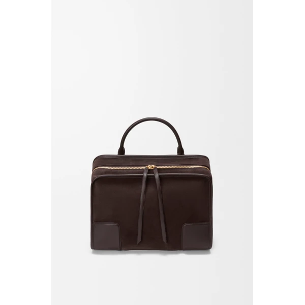 Loewe Large Amazona 180 bag in suede, Dark Chestnut | Totes & Top-Handle Bags | Coveti