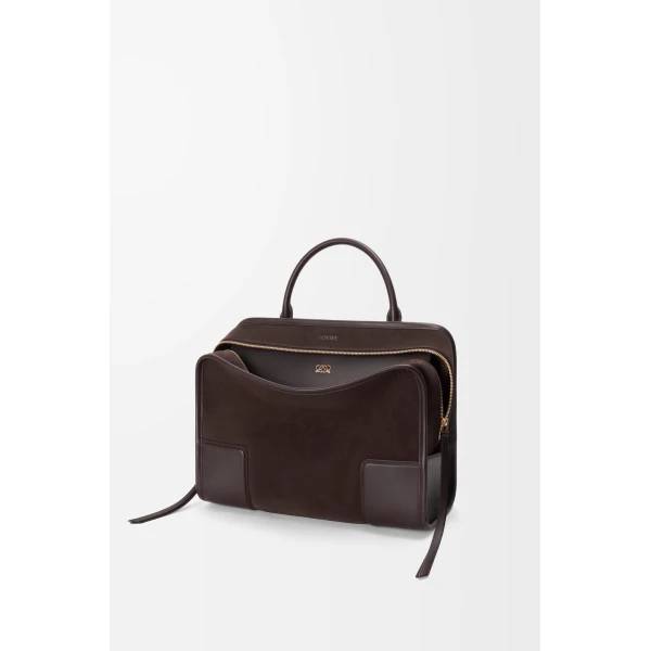Loewe Large Amazona 180 bag in suede, Dark Chestnut | Totes & Top-Handle Bags | Coveti
