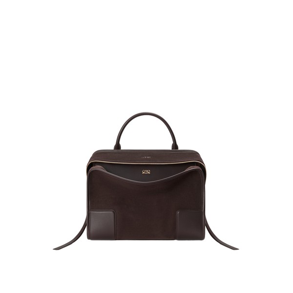 Loewe Large Amazona 180 bag in suede, Dark Chestnut | Totes & Top-Handle Bags | Coveti