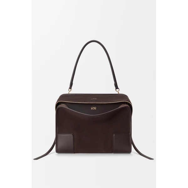 Loewe Large Amazona 180 bag in suede, Dark Chestnut | Totes & Top-Handle Bags | Coveti