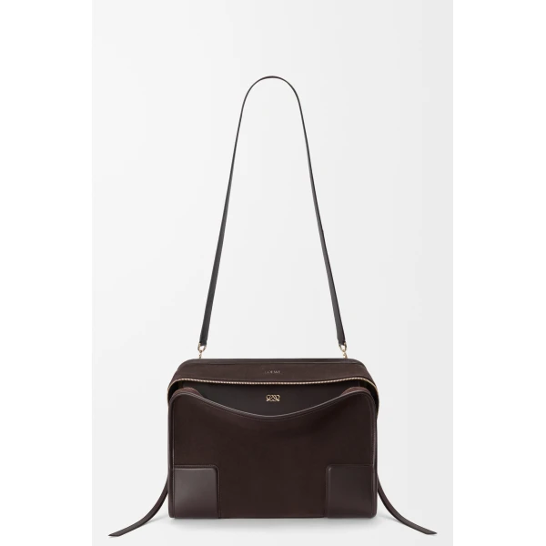 Loewe Large Amazona 180 bag in suede, Dark Chestnut | Totes & Top-Handle Bags | Coveti