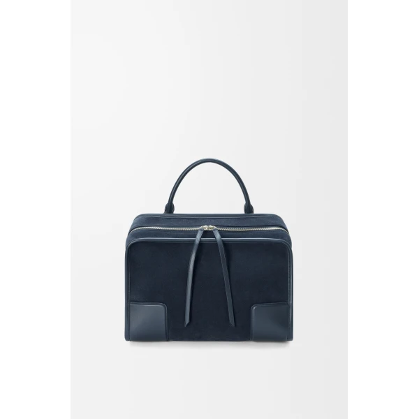 Loewe Large Amazona 180 bag in suede, Deep Navy | Totes & Top-Handle Bags | Coveti