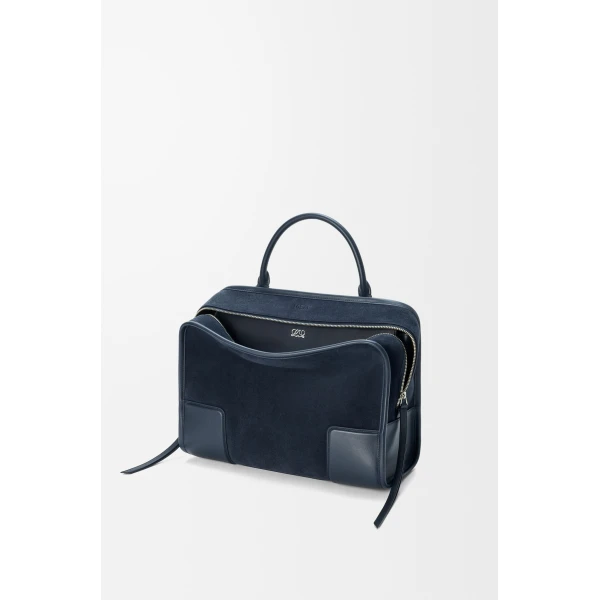 Loewe Large Amazona 180 bag in suede, Deep Navy | Totes & Top-Handle Bags | Coveti
