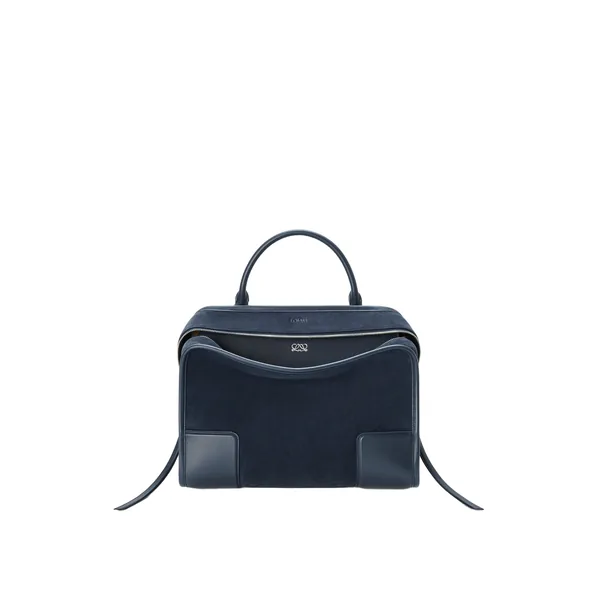 Loewe Large Amazona 180 bag in suede, Deep Navy | Totes & Top-Handle Bags | Coveti