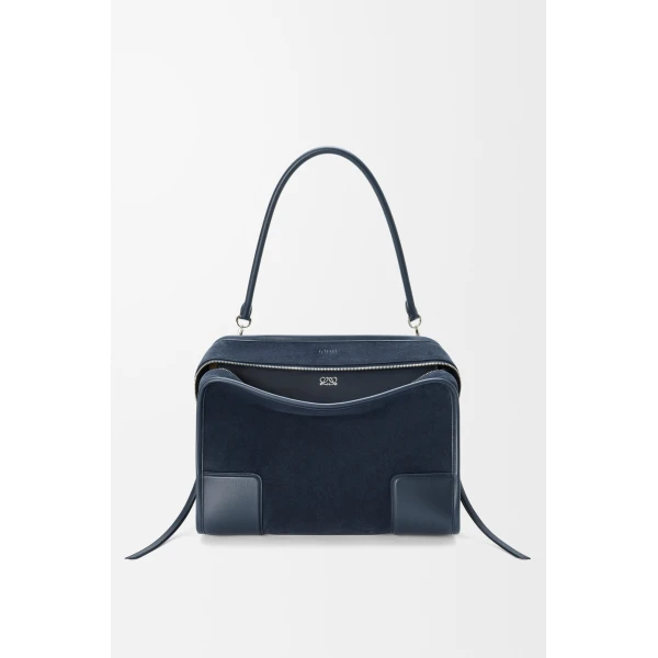 Loewe Large Amazona 180 bag in suede, Deep Navy | Totes & Top-Handle Bags | Coveti