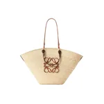 Loewe Large Anagram basket bag in iraca palm and calfskin, Natural/Tan | Totes & Top-Handle Bags | Coveti