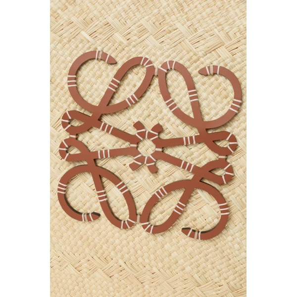 Loewe Large Anagram basket bag in iraca palm and calfskin, Natural/Tan | Totes & Top-Handle Bags | Coveti