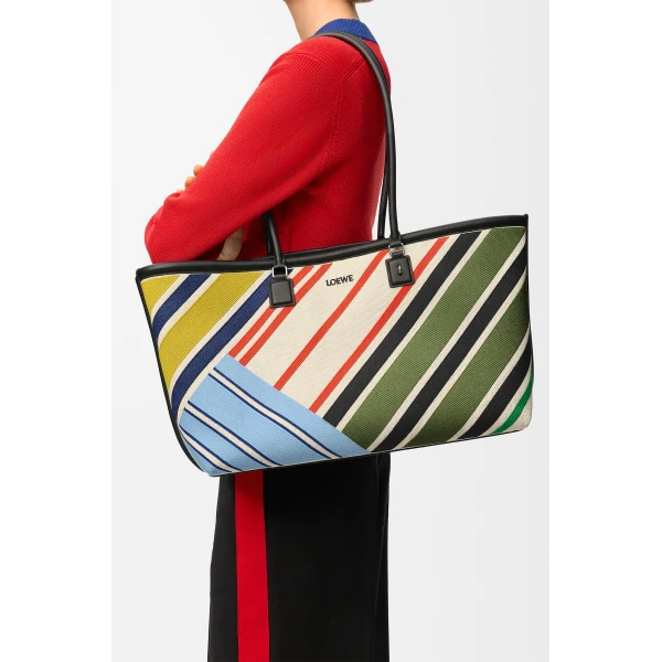 Loewe Large Verano tote in embroidered canvas, Ecru/Multicolor | Totes & Top-Handle Bags | Coveti