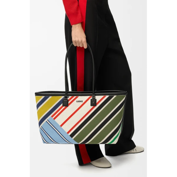 Loewe Large Verano tote in embroidered canvas, Ecru/Multicolor | Totes & Top-Handle Bags | Coveti