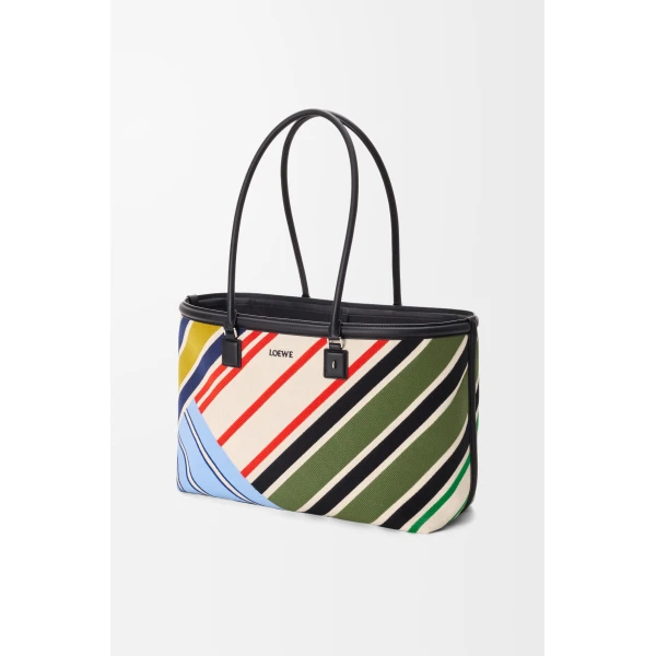 Loewe Large Verano tote in embroidered canvas, Ecru/Multicolor | Totes & Top-Handle Bags | Coveti
