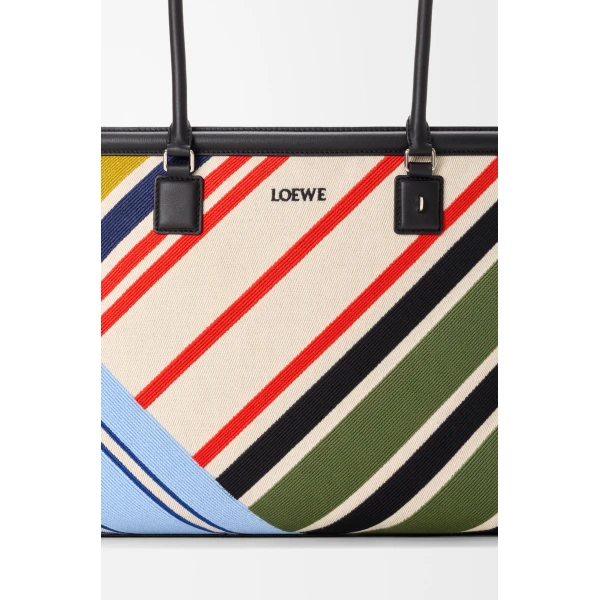 Loewe Large Verano tote in embroidered canvas, Ecru/Multicolor | Totes & Top-Handle Bags | Coveti