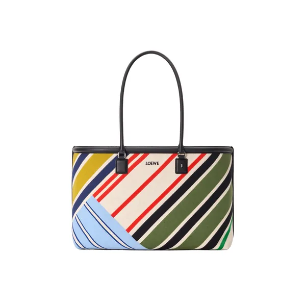 Large Verano tote in embroidered canvas, Ecru/Multicolor