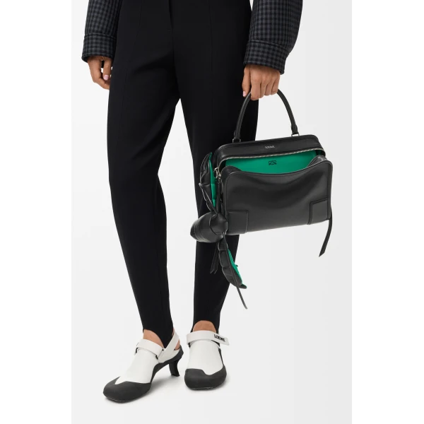 Loewe Medium Amazona 180 Lazy Crab bag in buffalino leather, Black/Green | Totes & Top-Handle Bags | Coveti