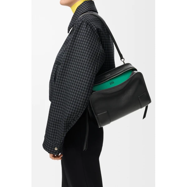 Loewe Medium Amazona 180 Lazy Crab bag in buffalino leather, Black/Green | Totes & Top-Handle Bags | Coveti
