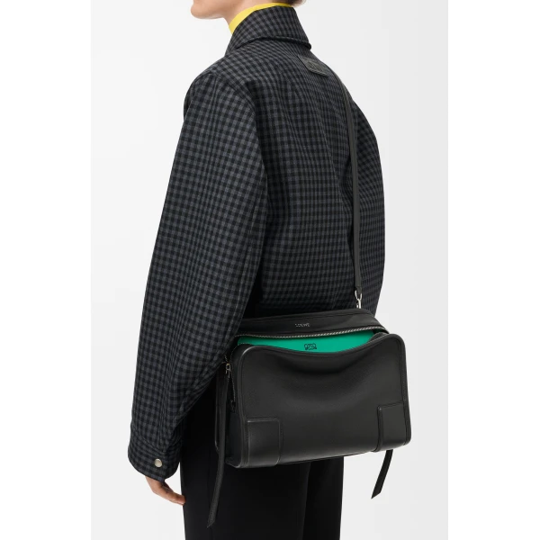 Loewe Medium Amazona 180 Lazy Crab bag in buffalino leather, Black/Green | Totes & Top-Handle Bags | Coveti
