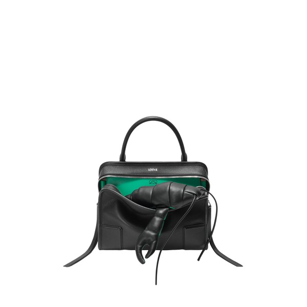 Loewe Medium Amazona 180 Lazy Crab bag in buffalino leather, Black/Green | Totes & Top-Handle Bags | Coveti