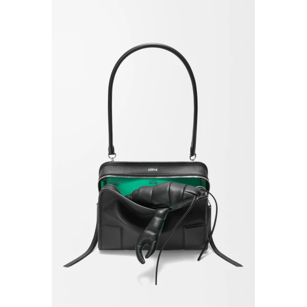 Loewe Medium Amazona 180 Lazy Crab bag in buffalino leather, Black/Green | Totes & Top-Handle Bags | Coveti